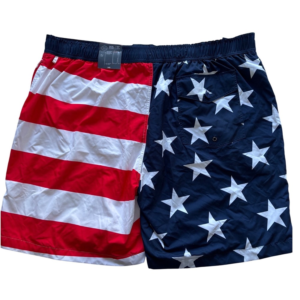 St Johns Bay Mens American Flag Swim Shorts Stars Stripes Red White Blue  NEW - Picture 3 of 11